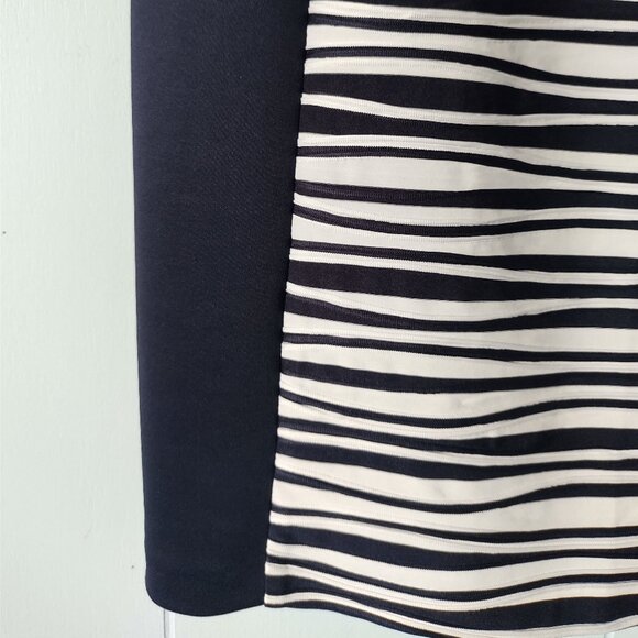 Navy & White Split V-neck Striped Shift Dress - Picture 3 of 8